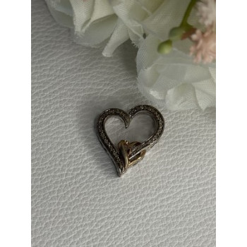925 Sterling Silver White Topaz Heart Pendant Length 0.75 Inch