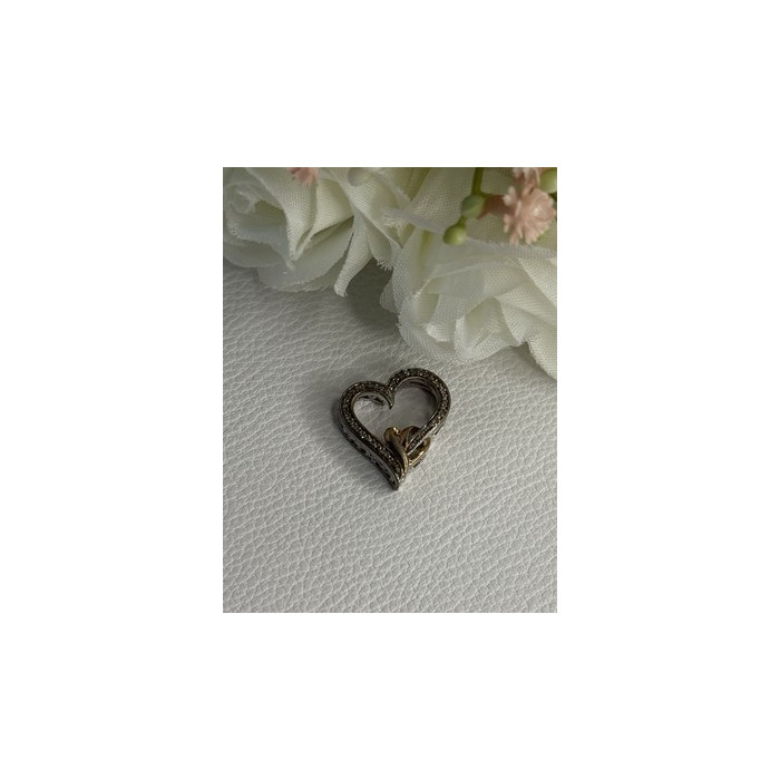 925 Sterling Silver White Topaz Heart Pendant Length 0.75 Inch