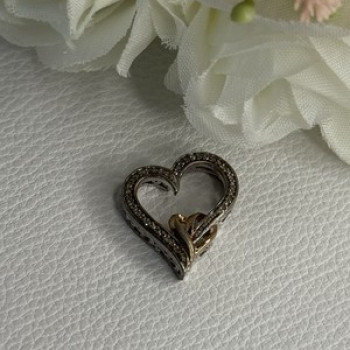 925 Sterling Silver White Topaz Heart Pendant Length 0.75 Inch