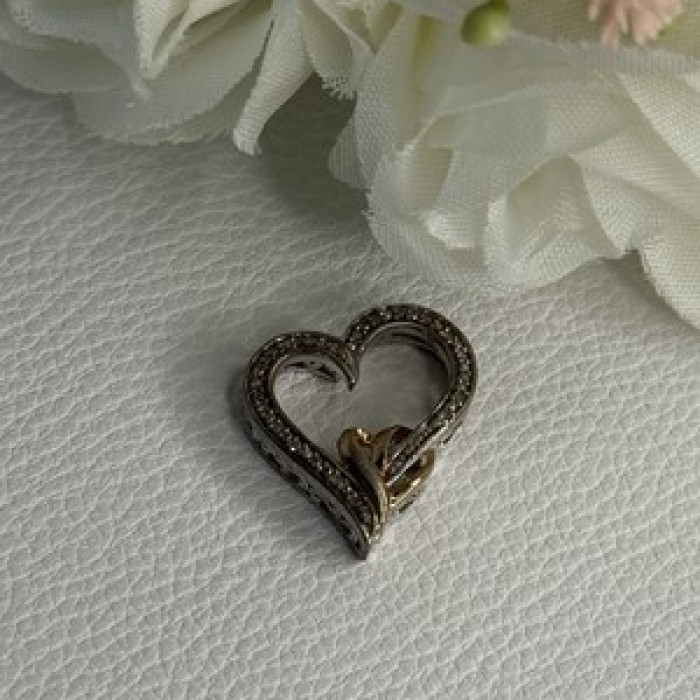 925 Sterling Silver White Topaz Heart Pendant Length 0.75 Inch