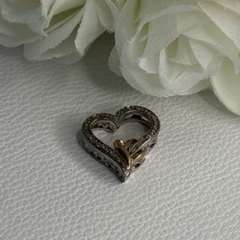 925 Sterling Silver White Topaz Heart Pendant Length 0.75 Inch