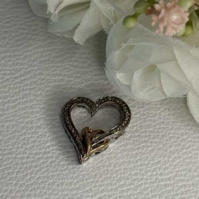 925 Sterling Silver White Topaz Heart Pendant Length 0.75 Inch