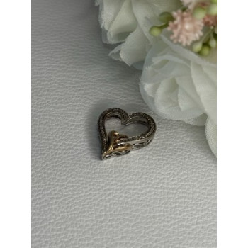 925 Sterling Silver White Topaz Heart Pendant Length 0.75 Inch