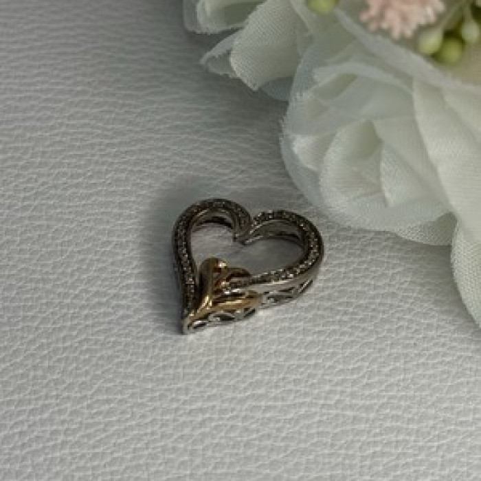 925 Sterling Silver White Topaz Heart Pendant Length 0.75 Inch