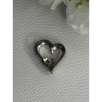 925 Sterling Silver White Topaz Heart Pendant Length 0.75 Inch