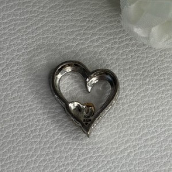 925 Sterling Silver White Topaz Heart Pendant Length 0.75 Inch