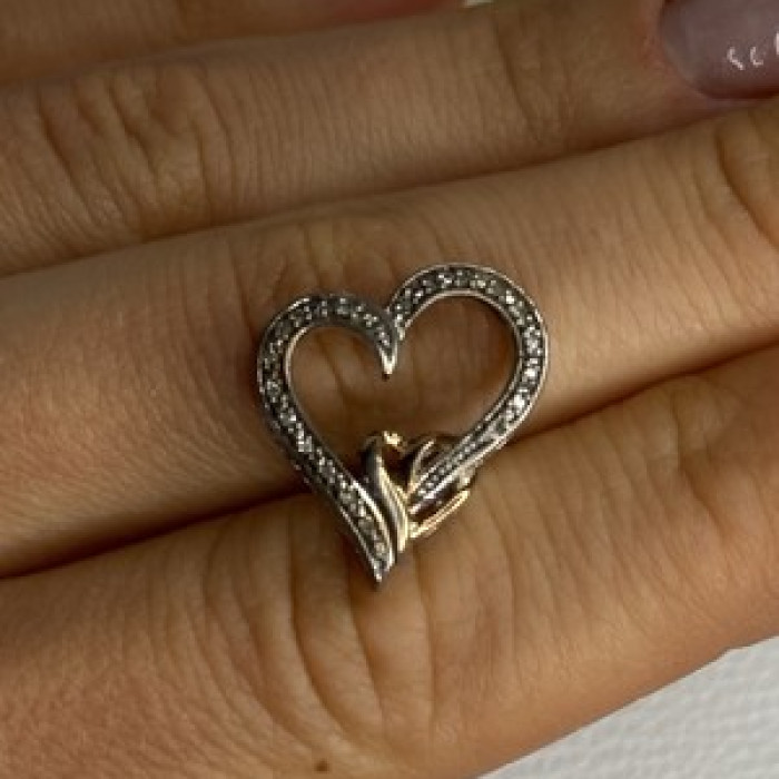 925 Sterling Silver White Topaz Heart Pendant Length 0.75 Inch