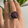 Blackened 925 Sterling Silver With Gilding Amethyst Ring Size 9