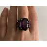 Blackened 925 Sterling Silver With Gilding Amethyst Ring Size 9