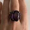 Blackened 925 Sterling Silver With Gilding Amethyst Ring Size 9