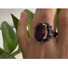 Blackened 925 Sterling Silver With Gilding Amethyst Ring Size 9