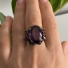 Blackened 925 Sterling Silver With Gilding Amethyst Ring Size 9