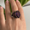 Blackened 925 Sterling Silver With Gilding Amethyst Ring Size 9