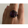 Blackened 925 Sterling Silver With Gilding Amethyst Ring Size 9