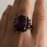 Blackened 925 Sterling Silver With Gilding Amethyst Ring Size 9