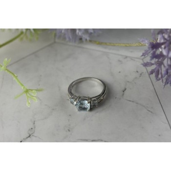 925 Sterling Silver Blue and Colorless Spinel Ring Size 6.5