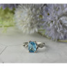 925 Sterling Silver Blue Topaz and Quartz Ring Size 7