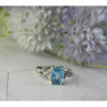 925 Sterling Silver Blue Topaz and Quartz Ring Size 7