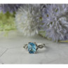 925 Sterling Silver Blue Topaz and Quartz Ring Size 7