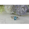 925 Sterling Silver Blue Topaz and Quartz Ring Size 7