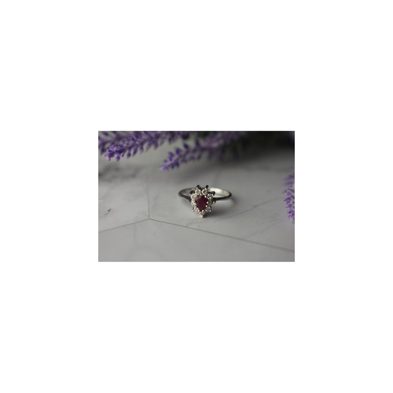 925 Sterling Silver Pink Spinel and CZ Ring Size 8