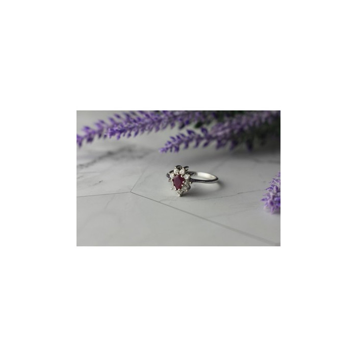 925 Sterling Silver Pink Spinel and CZ Ring Size 8
