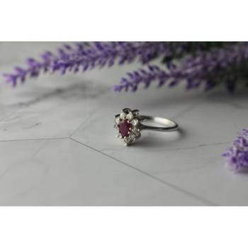 925 Sterling Silver Pink Spinel and CZ Ring Size 8