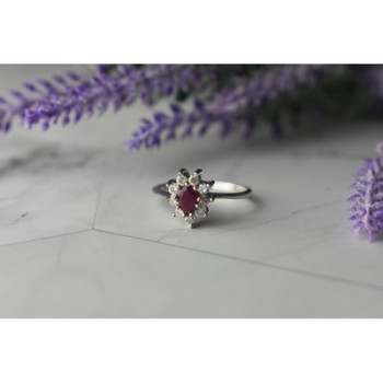 925 Sterling Silver Pink Spinel and CZ Ring Size 8