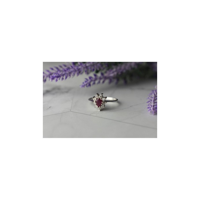 925 Sterling Silver Pink Spinel and CZ Ring Size 8