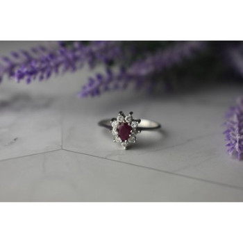 925 Sterling Silver Pink Spinel and CZ Ring Size 8