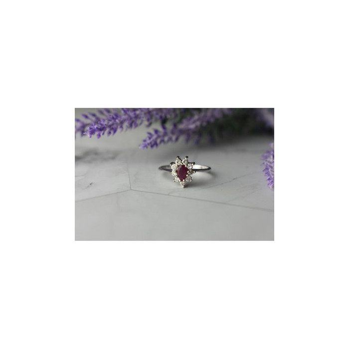 925 Sterling Silver Pink Spinel and CZ Ring Size 8