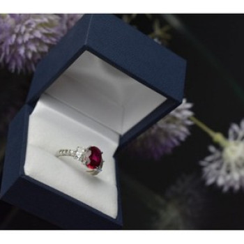 925 Sterling Silver Pink Topaz and CZ Ring Size 6.5