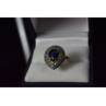 925 Sterling Silver Gold Plated Blue Alpanite, Turquoise & CZ Ring Size 8