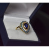 925 Sterling Silver Gold Plated Blue Alpanite, Turquoise & CZ Ring Size 8