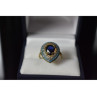 925 Sterling Silver Gold Plated Blue Alpanite, Turquoise & CZ Ring Size 8