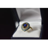 925 Sterling Silver Gold Plated Blue Alpanite, Turquoise & CZ Ring Size 8