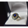 925 Sterling Silver Gold Plated Blue Alpanite, Turquoise & CZ Ring Size 8