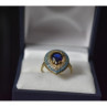 925 Sterling Silver Gold Plated Blue Alpanite, Turquoise & CZ Ring Size 8