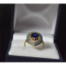 925 Sterling Silver Gold Plated Blue Alpanite, Turquoise & CZ Ring Size 8