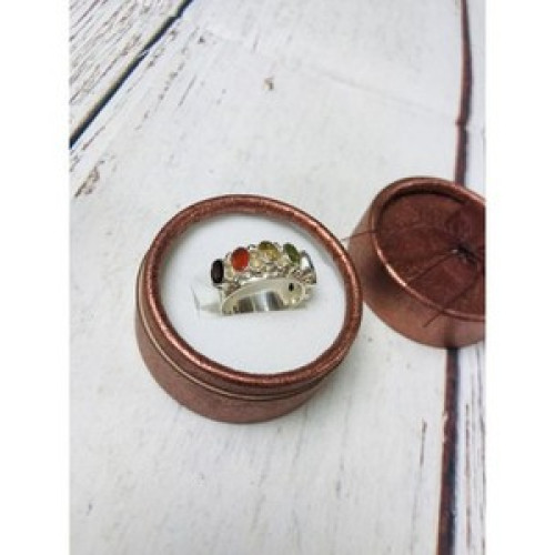 925 Sterling Silver Multi Gemstones Ring Size 8.5