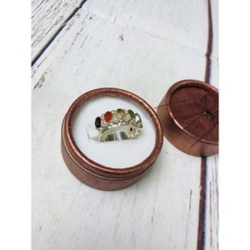 925 Sterling Silver Multi Gemstones Ring Size 8.5