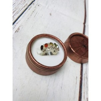 925 Sterling Silver Multi Gemstones Ring Size 8.5