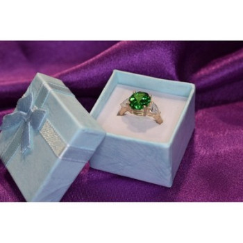 925 Sterling Silver Emerald & CZ Ring Size 6.5