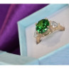 925 Sterling Silver Emerald & CZ Ring Size 6.5