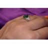 925 Sterling Silver Emerald & CZ Ring Size 6.5