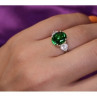 925 Sterling Silver Emerald & CZ Ring Size 6.5