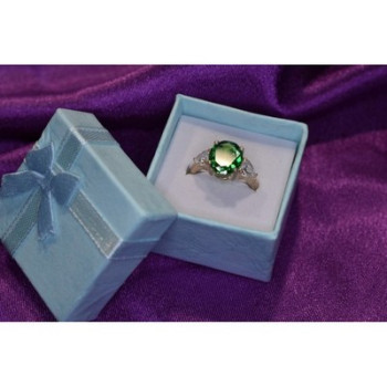 925 Sterling Silver Emerald & CZ Ring Size 6.5