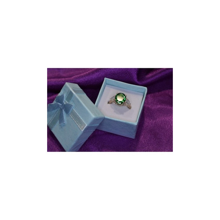 925 Sterling Silver Emerald & CZ Ring Size 6.5
