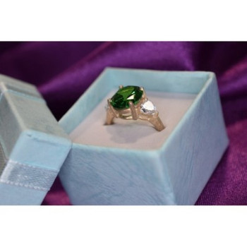 925 Sterling Silver Emerald & CZ Ring Size 6.5