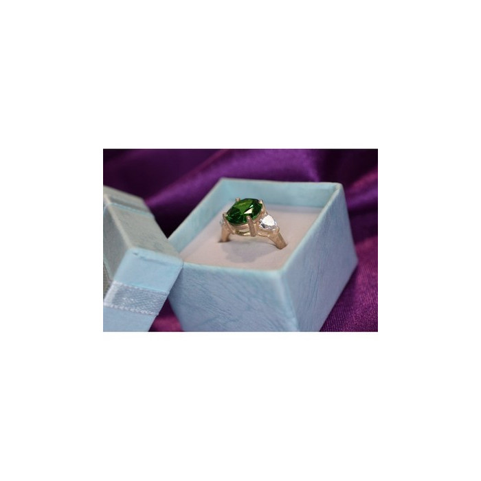 925 Sterling Silver Emerald & CZ Ring Size 6.5